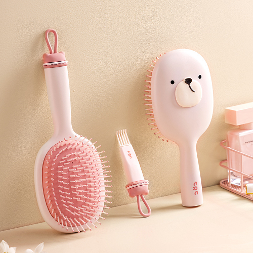 핑크곰 캐릭터 롤 빗