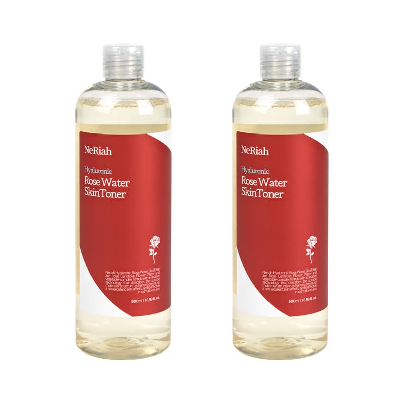 네리아 히알루론산 장미수 로즈 스킨토너 500ml 1+1 진정 약산성 수분 로즈워터 대용량토너 93% 장미꽃수