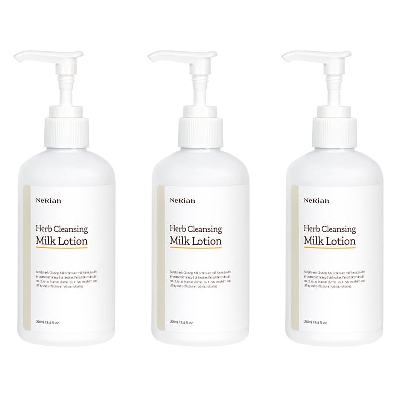 네리아 허브 클렌징 밀크 로션 250ml 3개묶음 피부과 밀크클렌저 에스테틱 클렌져 순한 클린징로션