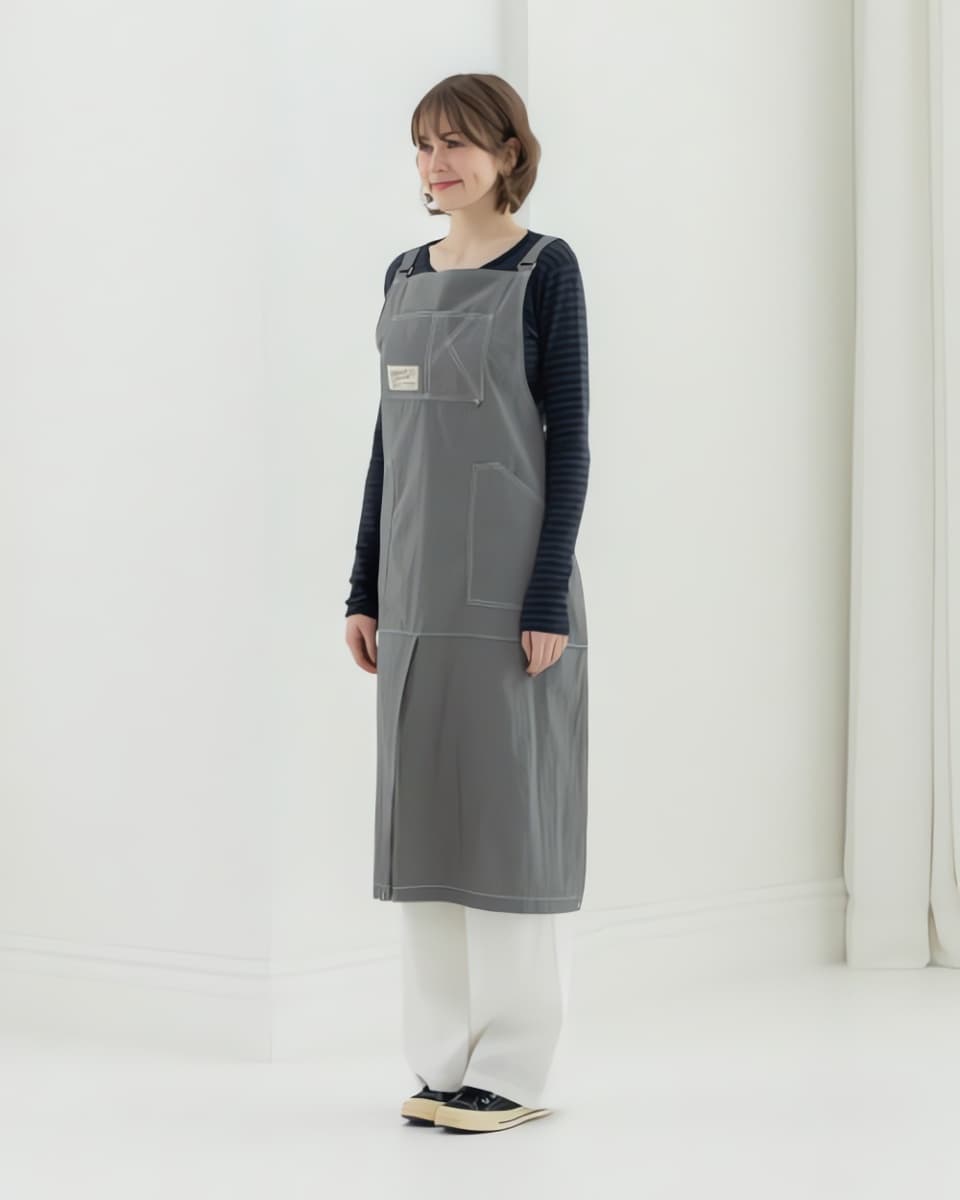 (UNISEX)포켓 스티치 POCKET STITCH APRON [MINT GRAY]
