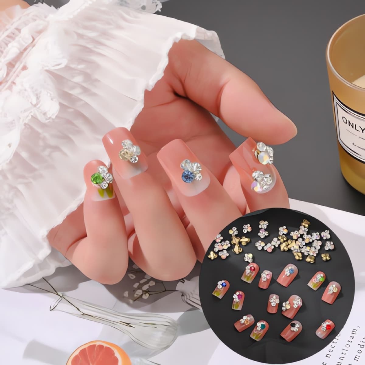 3D 쓰리포인트 크리스탈 보석네일파츠 10개입