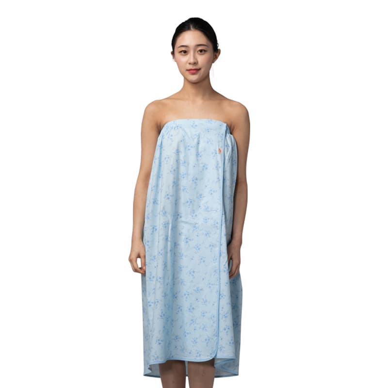 플라워 랩가운 스카이블루 속가운 마사지 가운