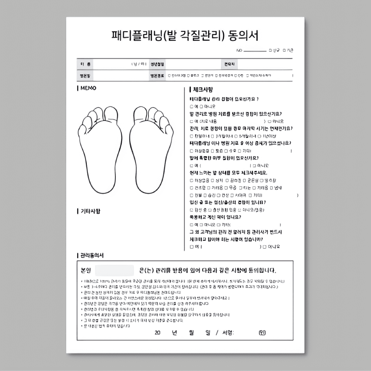 패디플래닝 고객차트 50매