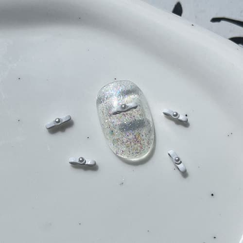 발레리나리본 화이트 네일파츠