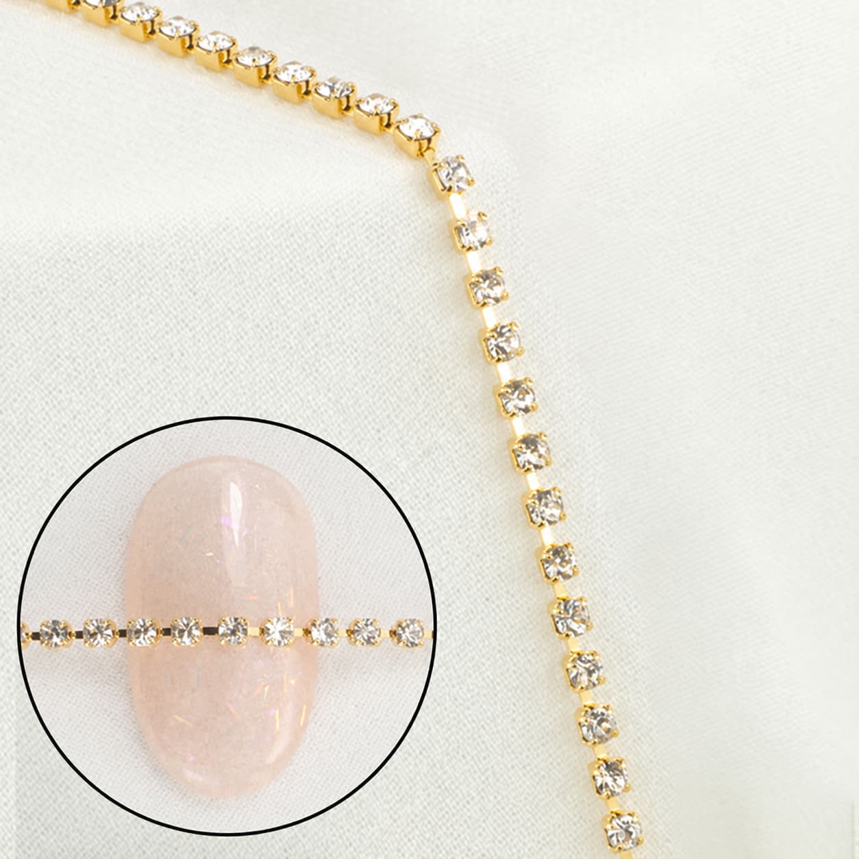 더네일샵 국내도금 크리스탈 골드 줄란네일체인 1.5mm
