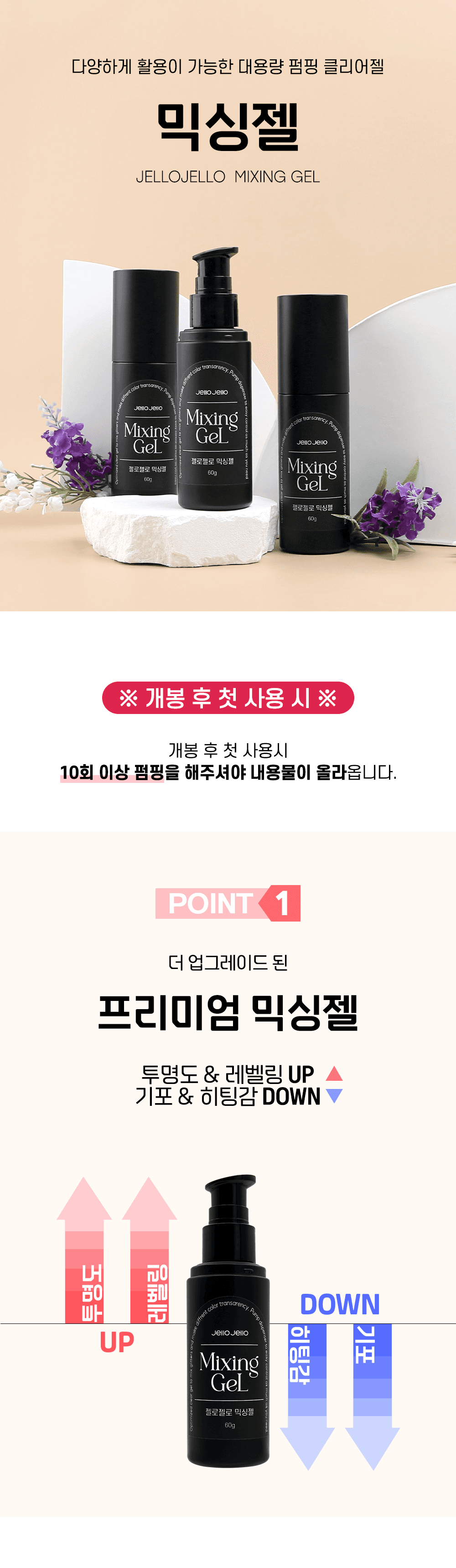 젤로젤로 대용량 펌핑 클리어젤 믹싱젤 60g 상세 이미지 1