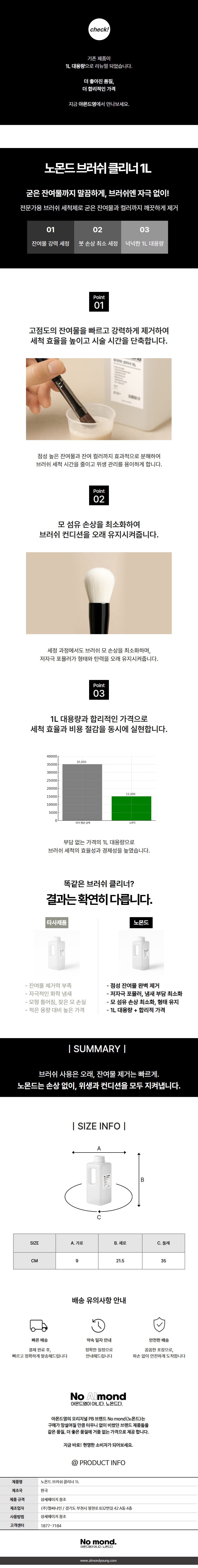 노몬드 네일 브러쉬 클리너 1L 상세 이미지 1