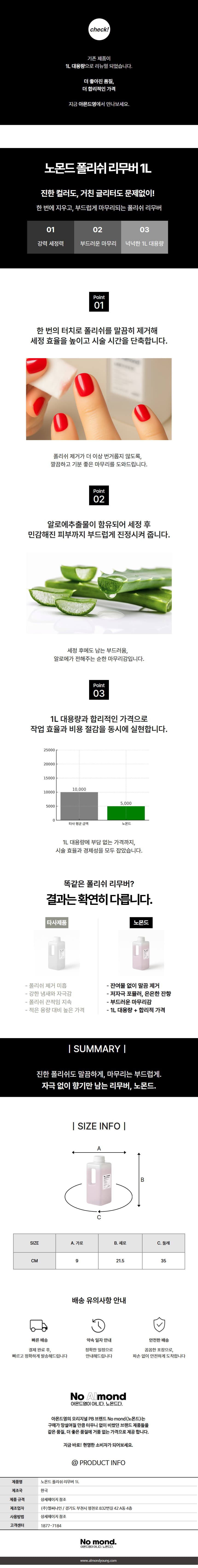 노몬드 네일 폴리쉬 리무버 1L 상세 이미지 1
