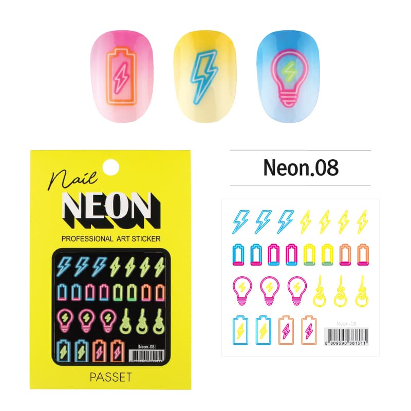 파셋 네일스티커 네온아트 Neon-08 전기,전구,충전 상세 이미지 1