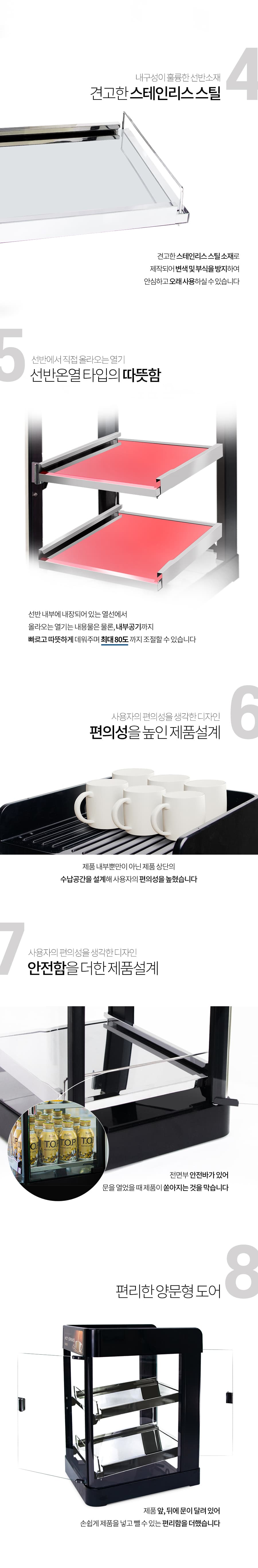 NEO 네오 3단 쇼케이스 온장고 보온고 디자인 업소용 편의점 약국 커피 카페 회사 상세 이미지 3
