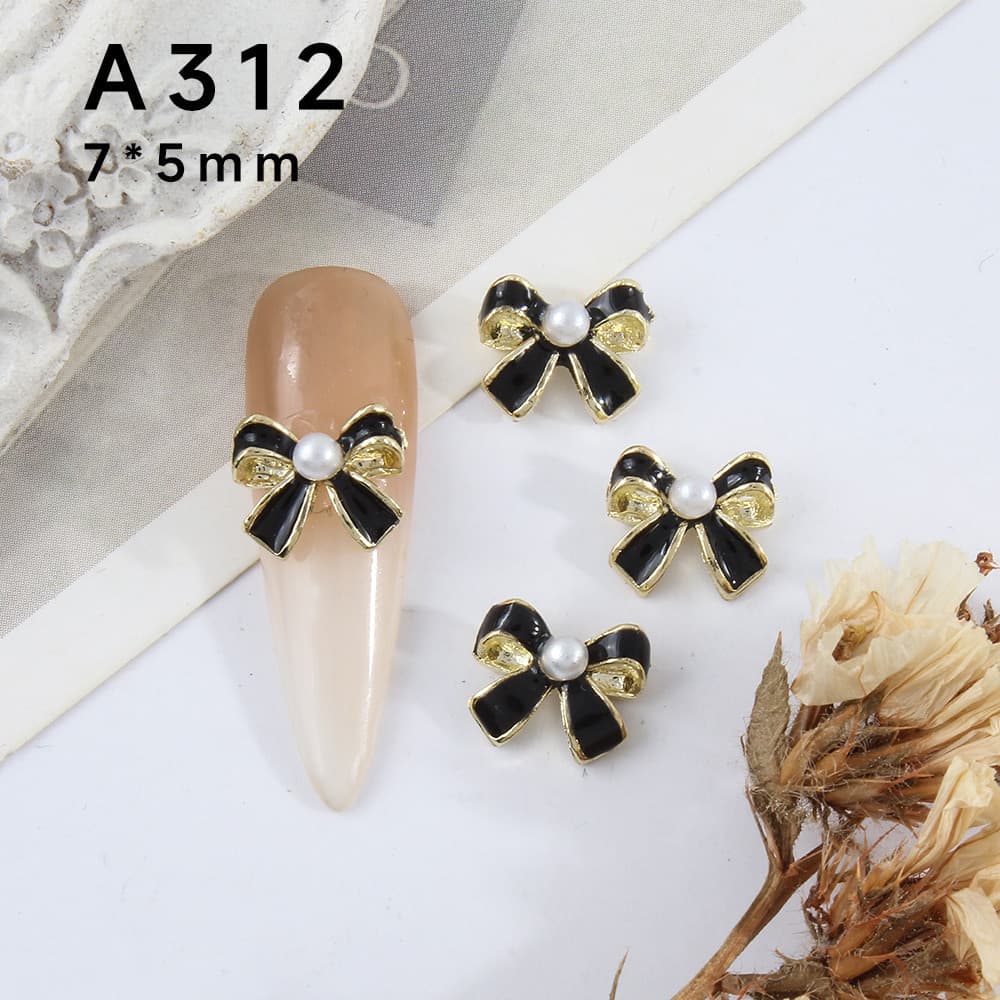 블랙 진주 리본 파츠 S 네일파츠 상세 이미지 3