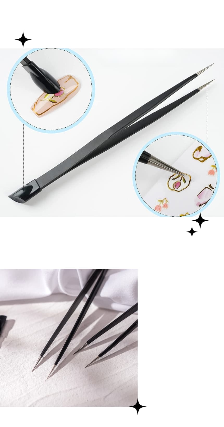 블랙 투웨이 트위저 꾹꾹이 네일 핀셋 상세 이미지 2