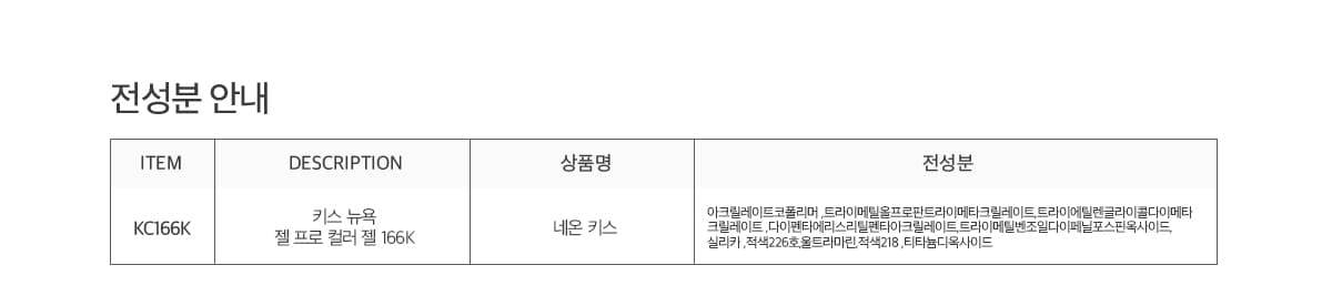 키스뉴욕 젤 프로 네온 키스 KC166K 상세 이미지 4