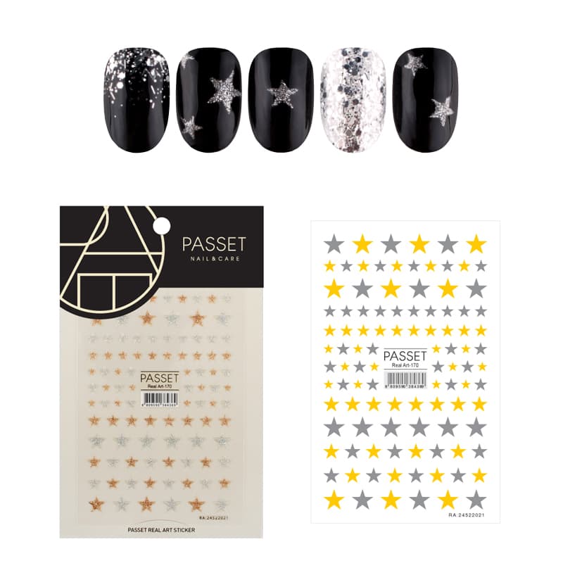 파셋 네일스티커 리얼아트 170 골드, 실버 글리터별 상세 이미지 1