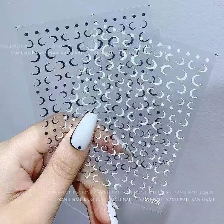 초승달 네일스티커 달 스티커 블랙 화이트 상세 이미지 1