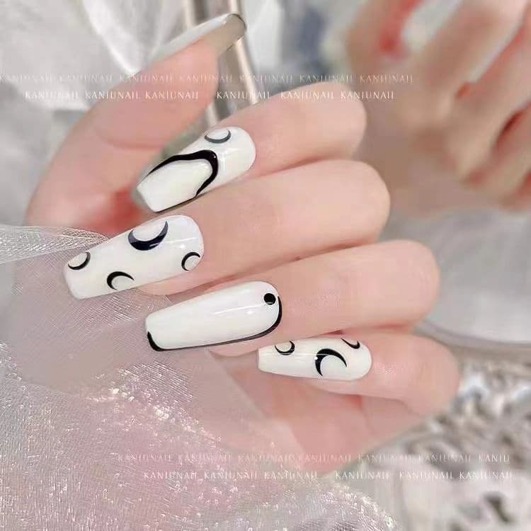 초승달 네일스티커 달 스티커 블랙 화이트 상세 이미지 2