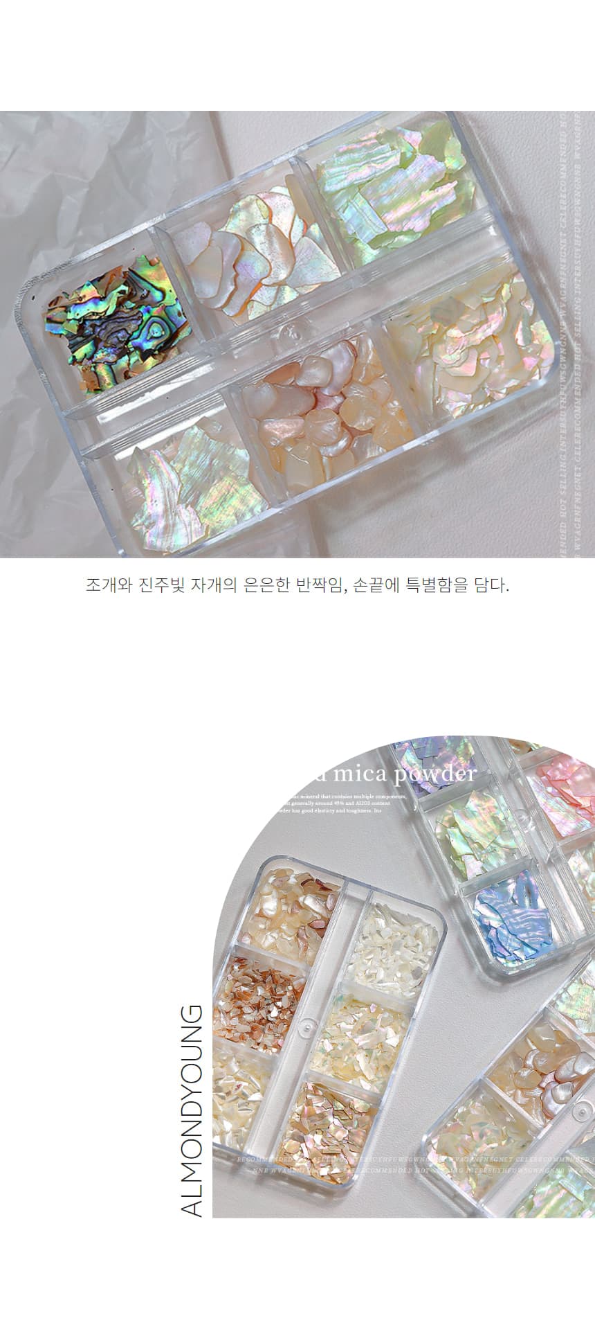 조개 펄 자개 네일 글리터 판자개 실속형 6종 세트 상세 이미지 3
