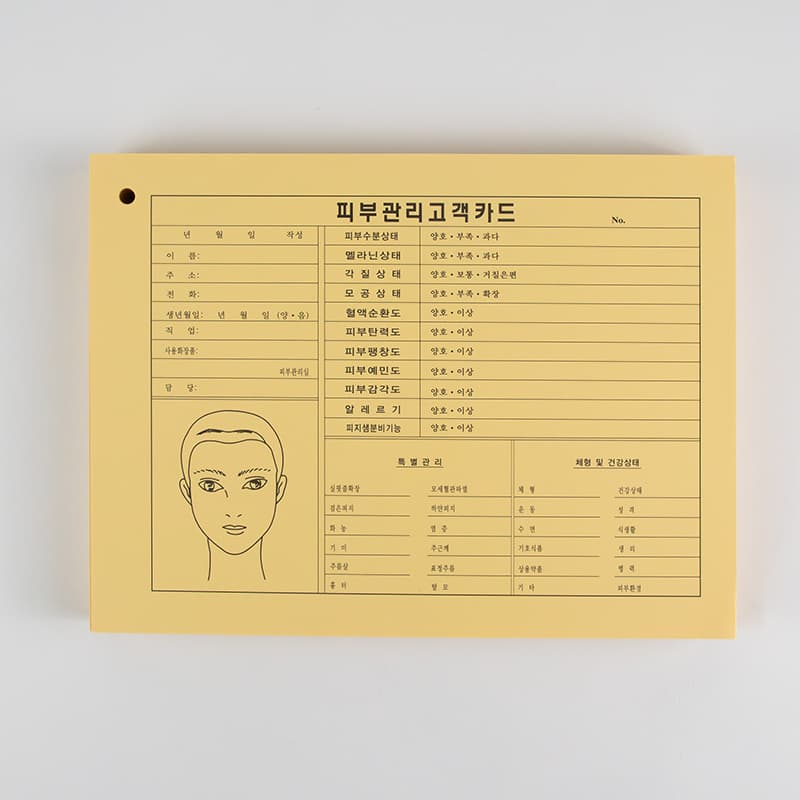 고객관리차트 피부 A형 100매묶음 상세 이미지 1